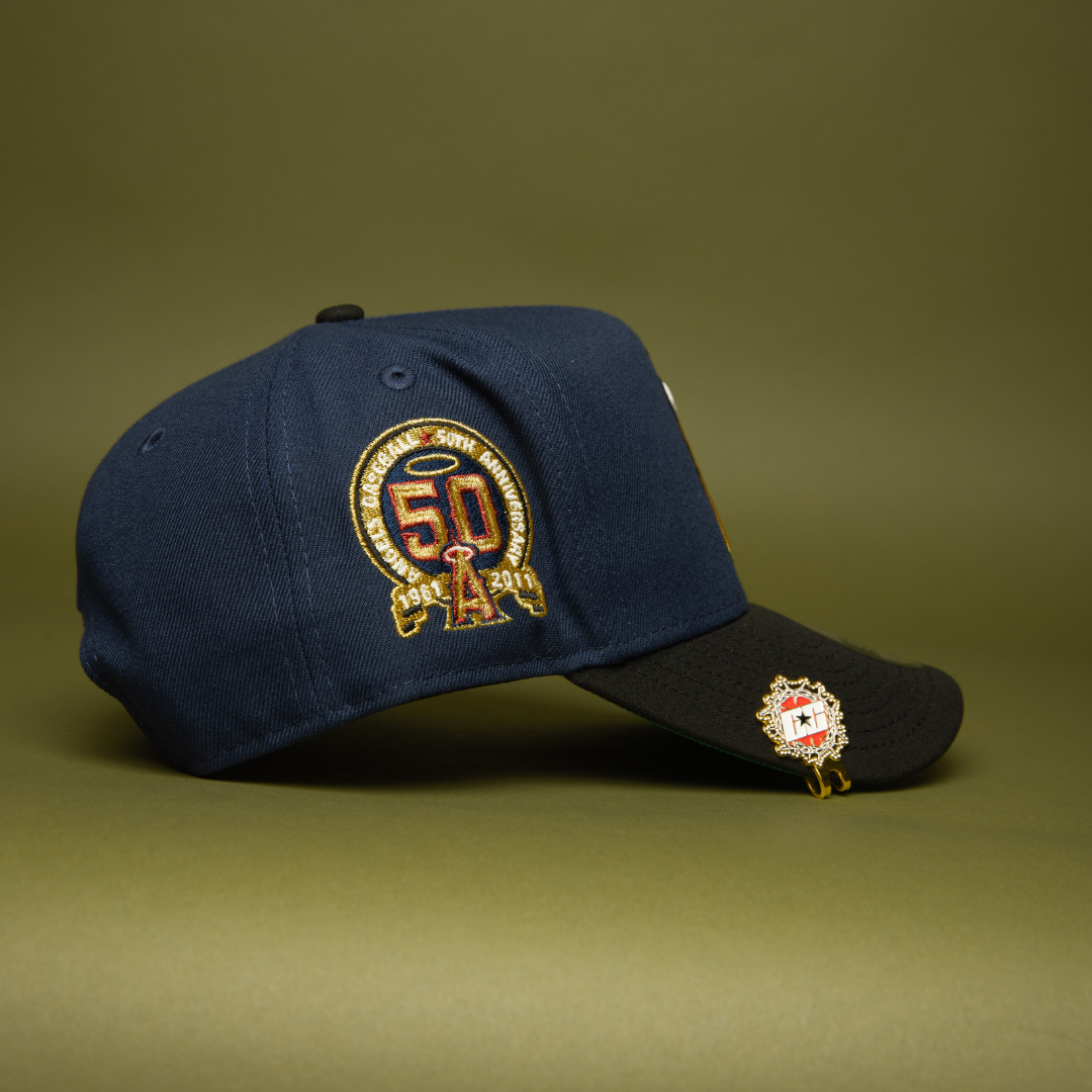 NEW ERA 9FIFTY A-FRAME NAVY/BLACK ANAHEIM ANGELS SNAPBACK W/ 50TH ANNIVERSARY SIDE PATCH