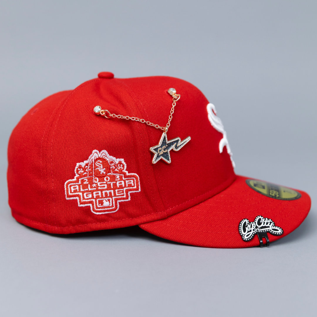NEW ERA EXCLUSIVE 59FIFTY RED CHICAGO WHITE SOX W/ 2003 ALL STAR GAME SIDE PATCH