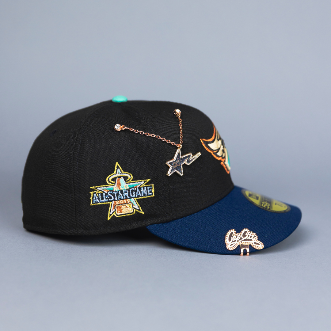 NEW ERA EXCLUSIVE 59FIFTY BLACK/ NAVY ANAHEIM ANGELS W/ ALL STAR GAME SIDE PATCH