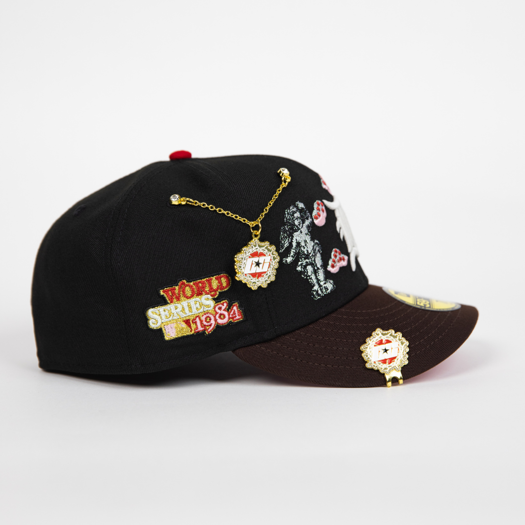 NEW ERA EXCLUSIVE 59FIFTY BLACK/ BROWN DETROIT TIGERS "CITY OF ANGELS" W/ 1981 WORLD SERIES SIDE PATCH