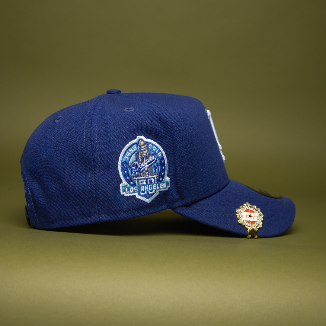 NEW ERA 9FIFTY A-FRAME BLUE LOS ANGELES DODGERS SNAPBACK W/ 60TH ANNIVERSARY SIDE PATCH