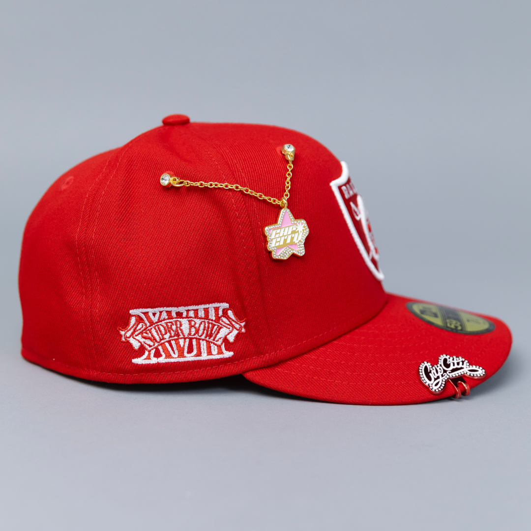 NEW ERA EXCLUSIVE 59FIFTY RED LAS VEGAS RAIDERS W/ SUPER BOWL SIDE PATCH