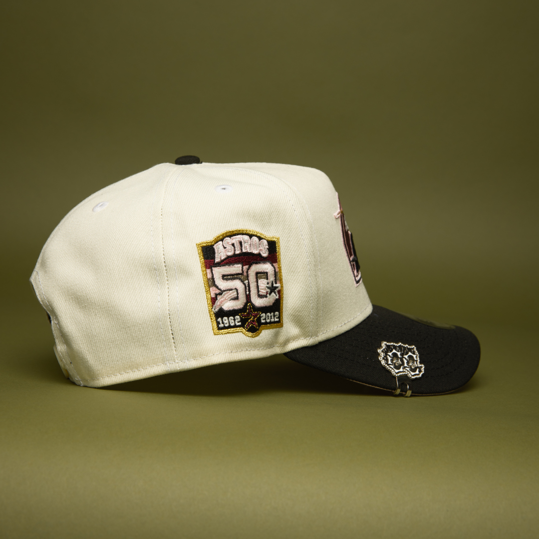 NEW ERA 9FIFTY A-FRAME CHROME/BLACK HOUSTON ASTROS SNAPBACK W/ 50TH ANNIVERARY SIDE PATCH