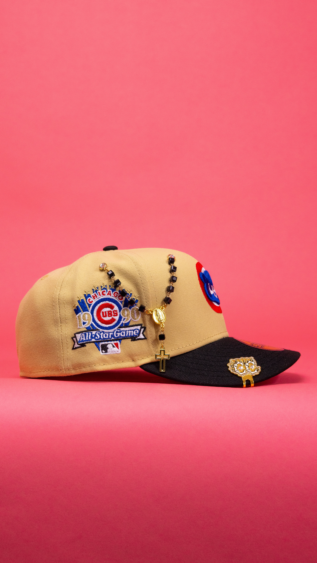 New Era Exclusive 59Fifty Vegas Gold Chicago Cubs W/ 1990 All Star Game Side Patch