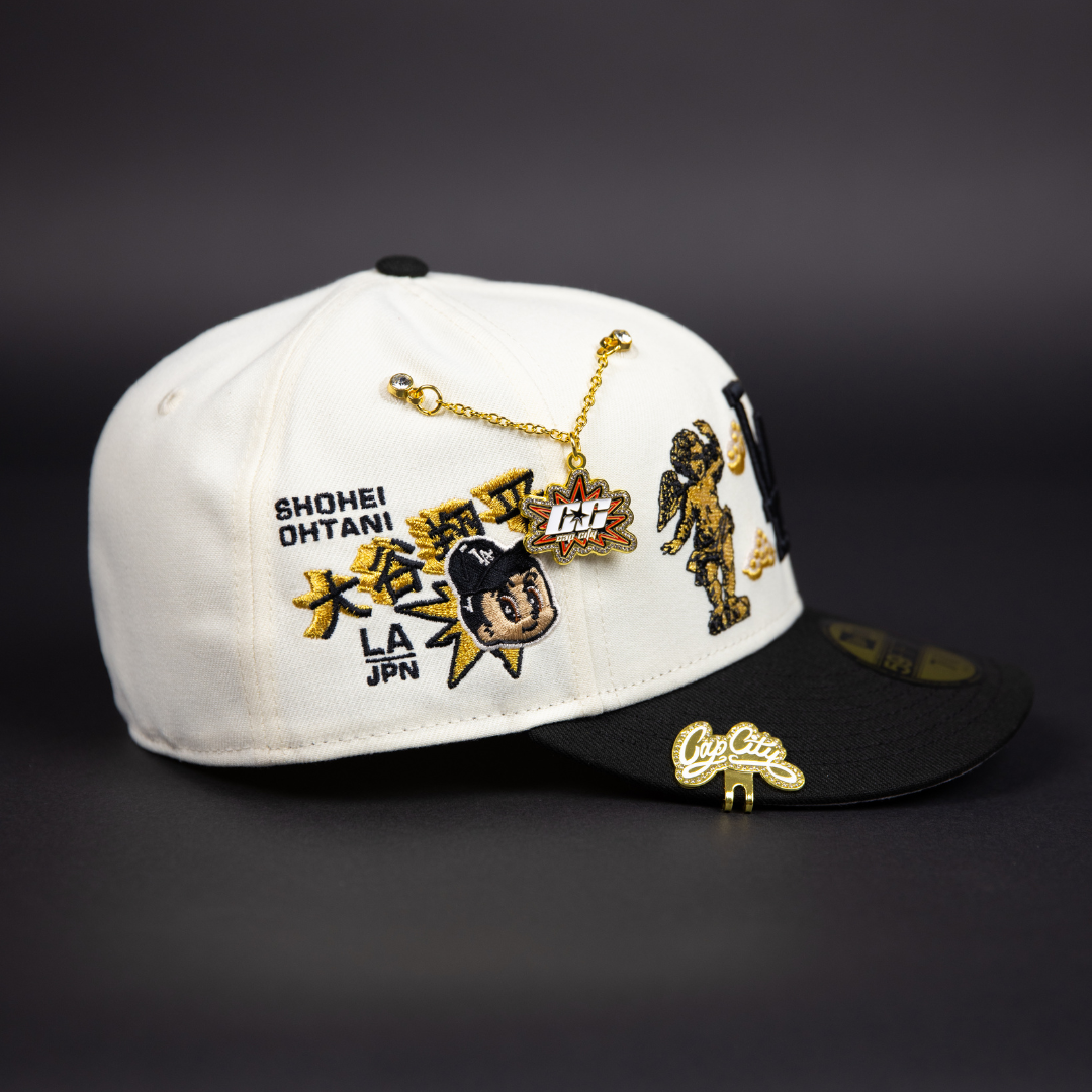 NEW ERA EXCLUSIVE 59FIFTY CHROME/ BLACK LOS ANGELES DODGERS "HEAVENLY CITY" W/ SHOHEI OHTANI SIDE PATCH