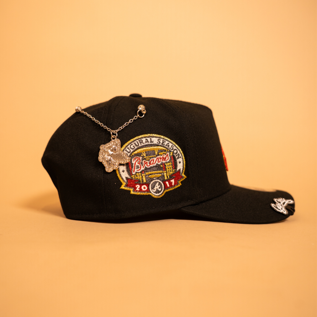 NEW ERA EXCLUSIVE 9FIFTY A-FRAME BLACK ATLANTA BRAVES SNAPBACK W/ 2017 INAUGURAL SEASON SIDE PATCH