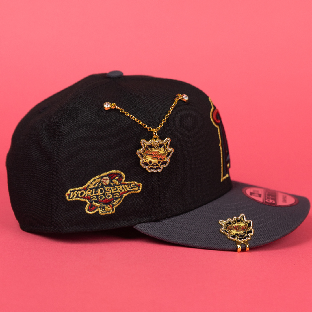 NEW ERA EXCLUSIVE 9FIFTY BLACK/ GREY ANAHEIM ANGELS SNAPBACK W/ 2002 WORLD SERIES SIDE PATCH