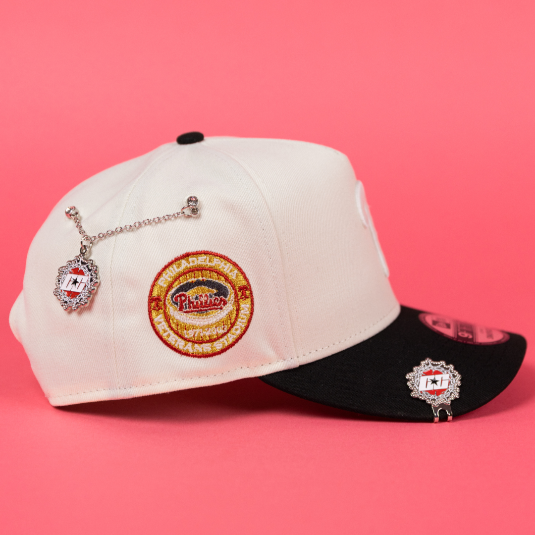 NEW ERA 9FIFTY A-FRAME CHROME/ BLACK PHILADELPHIA PHILLIES SNAPBACK W/ VETERANS STADIUM SIDE PATCH