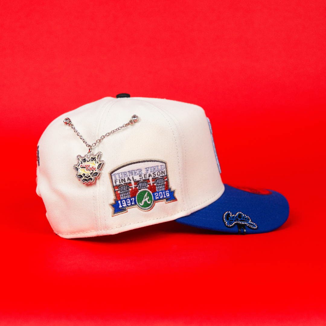 NEW ERA 9FIFTY A-FRAME CHROME/ BLUE ATLANTA BRAVES SNAPBACK W/ TURNER FIELD SIDE PATCH