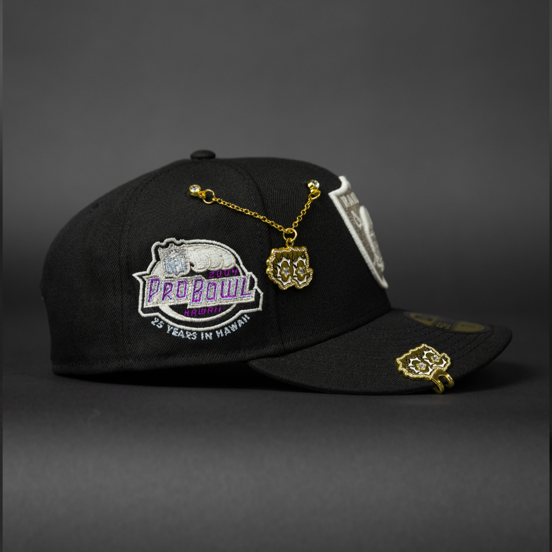 NEW ERA EXCLUSIVE 59FIFTY BLACK LAS VEGAS RAIDERS W/ PRO BOWL SIDE PATCH