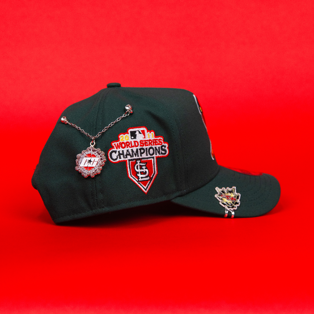 NEW ERA 9FIFTY A-FRAME FOREST GREEN ST LOUIS CARDINALS SNAPBACK W/ WORLD SERIES CHAMPIONS SIDE PATCH