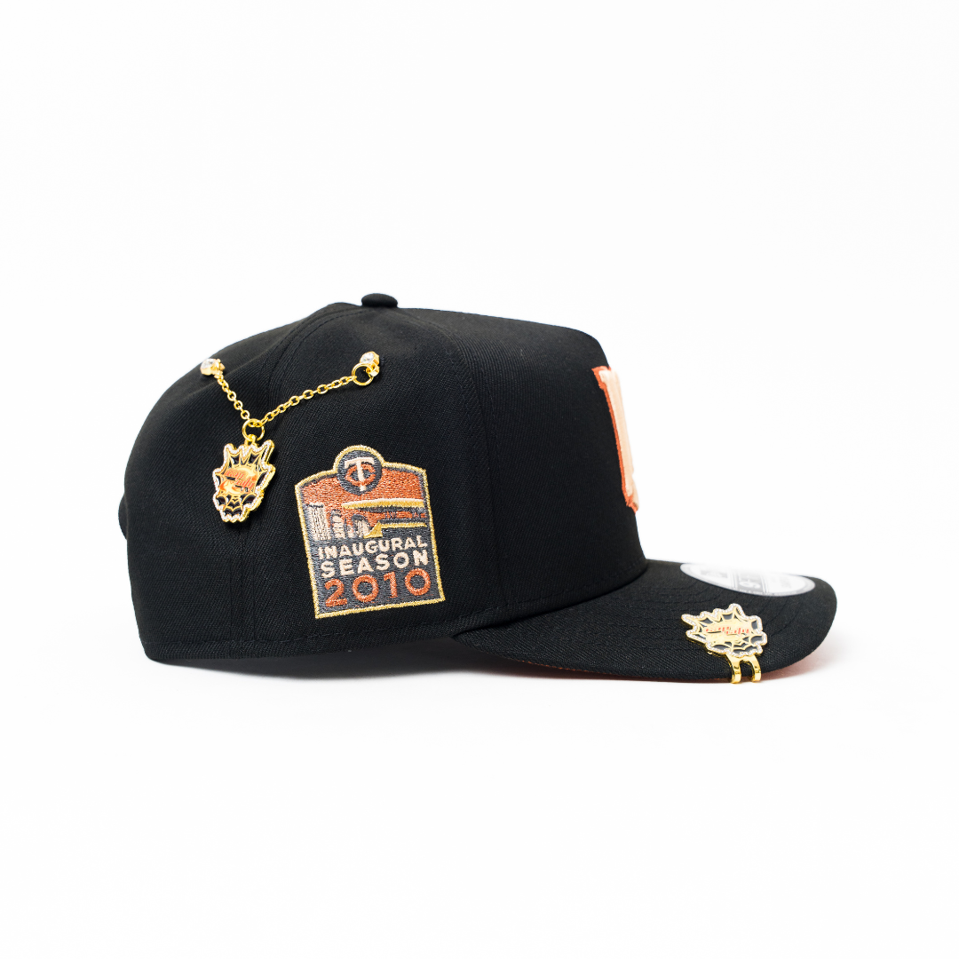 NEW ERA 9FIFTY A-FRAME BLACK MINNESOTA TWINS SNAPBACK W/ 2010 INAUGURAL SEASON SIDE PATCH
