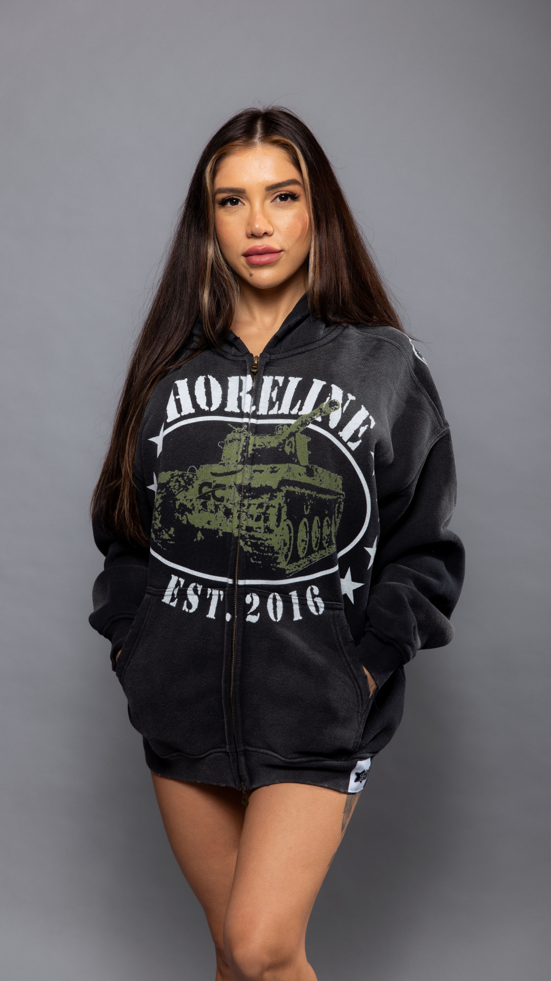 CAP CITY X SHORELINE MAFIA BLACK TANK ZIP UP HOODIE - UNISEX