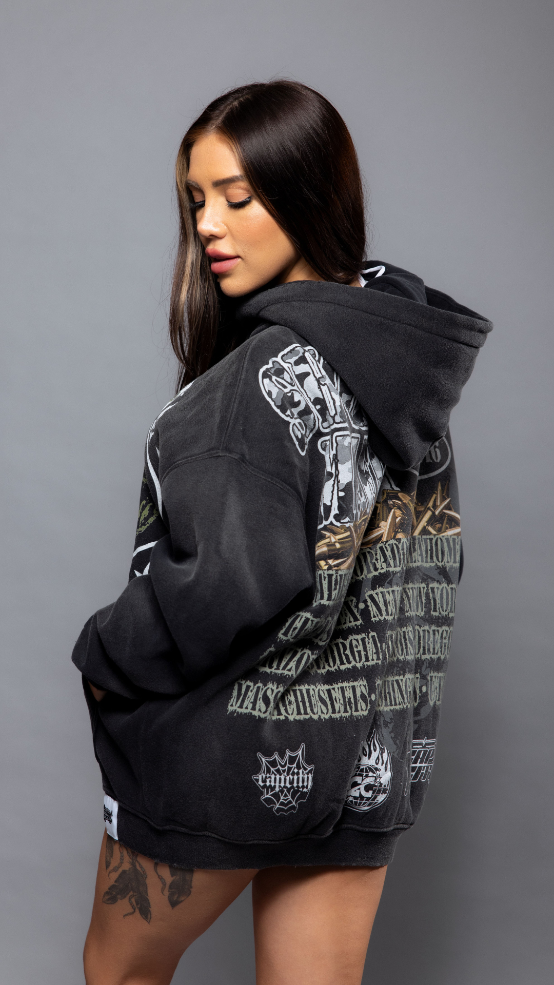 CAP CITY X SHORELINE MAFIA BLACK TANK ZIP UP HOODIE - UNISEX