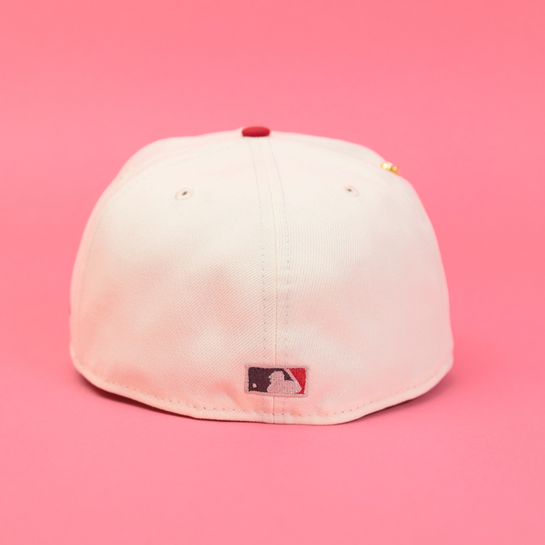 NEW ERA EXCLUSIVE 59FIFTY CHROME/ BLACK UPSIDE DOWN ANAHEIM ANGELS W/ 35TH ANNIVERSARY SIDE PATCH