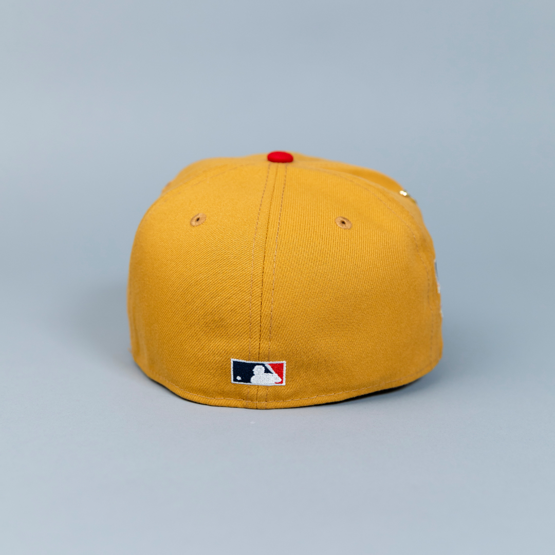 NEW ERA EXCLUSIVE 59FIFTY DARK TAN/ NAVY LOS ANGELES DODGERS W/ "JACKIE ROBINAON" SIDE PATCH