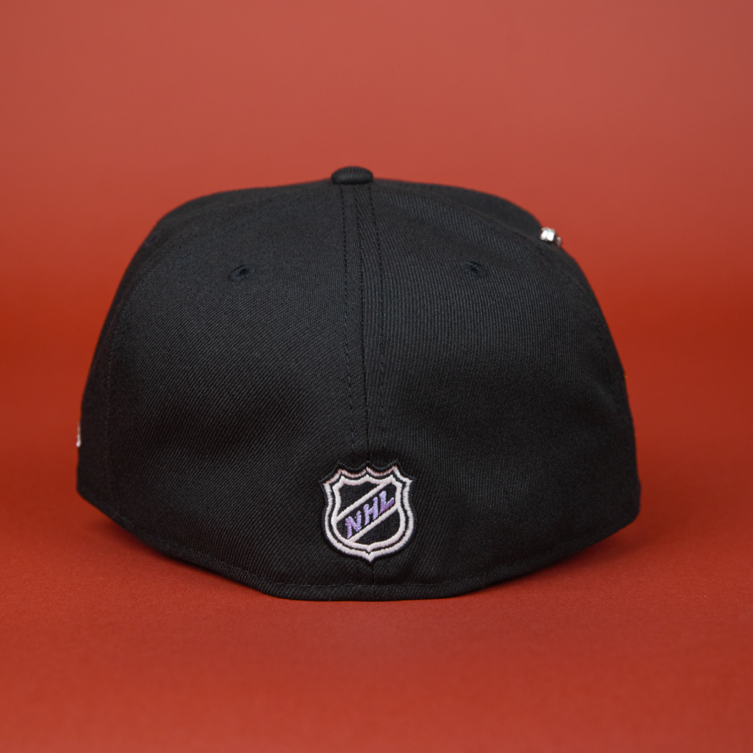 NEW ERA 59FIFTY BLACK ANAHEIM DUCKS W/ 25TH ANNIVERSARY SIDE PATCH