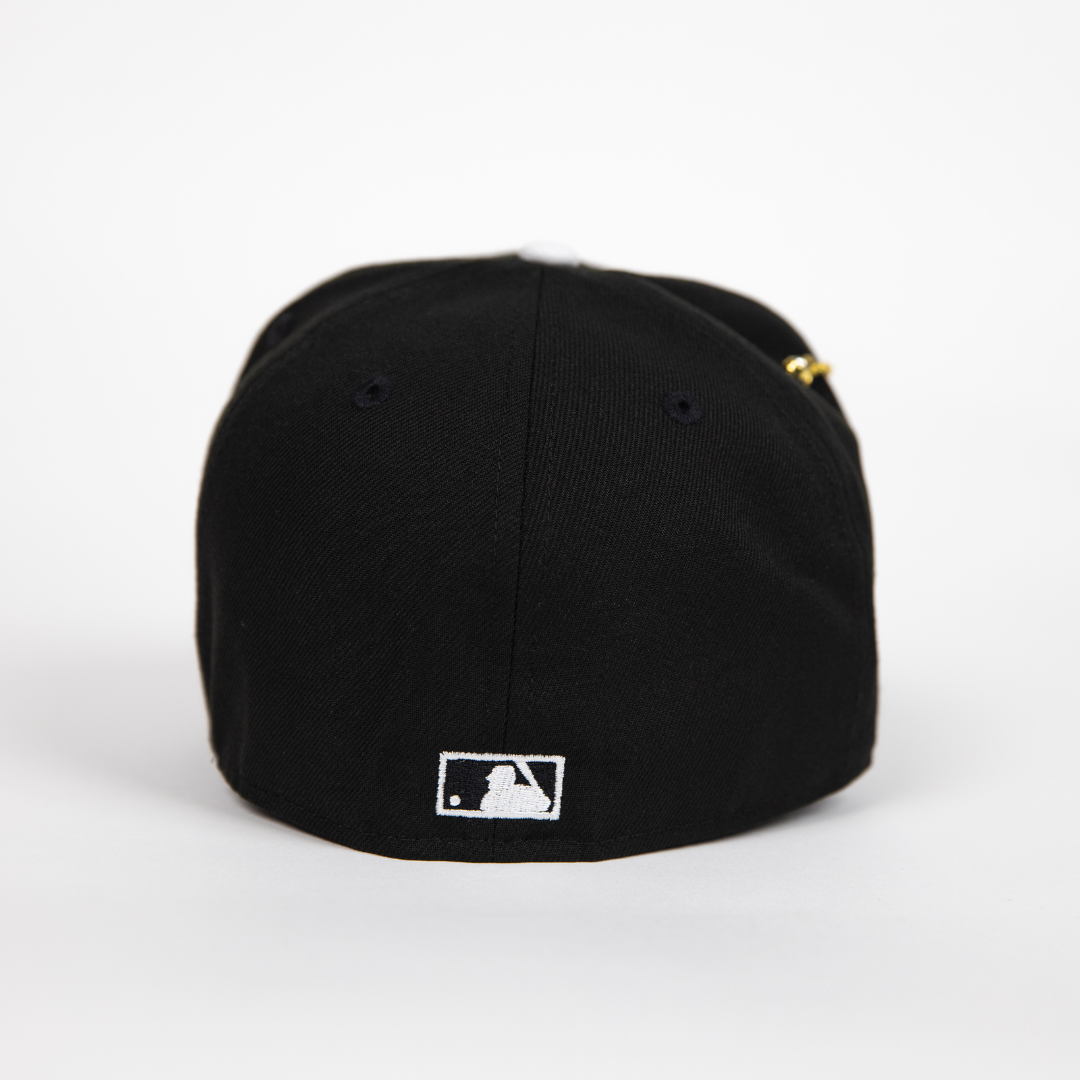 NEW ERA EXCLUSIVE 59FIFTY BLACK LOS ANGELES DODGERS "CITY OF ANGELS" W/ 50TH ANNIVERSARY SIDE PATCH