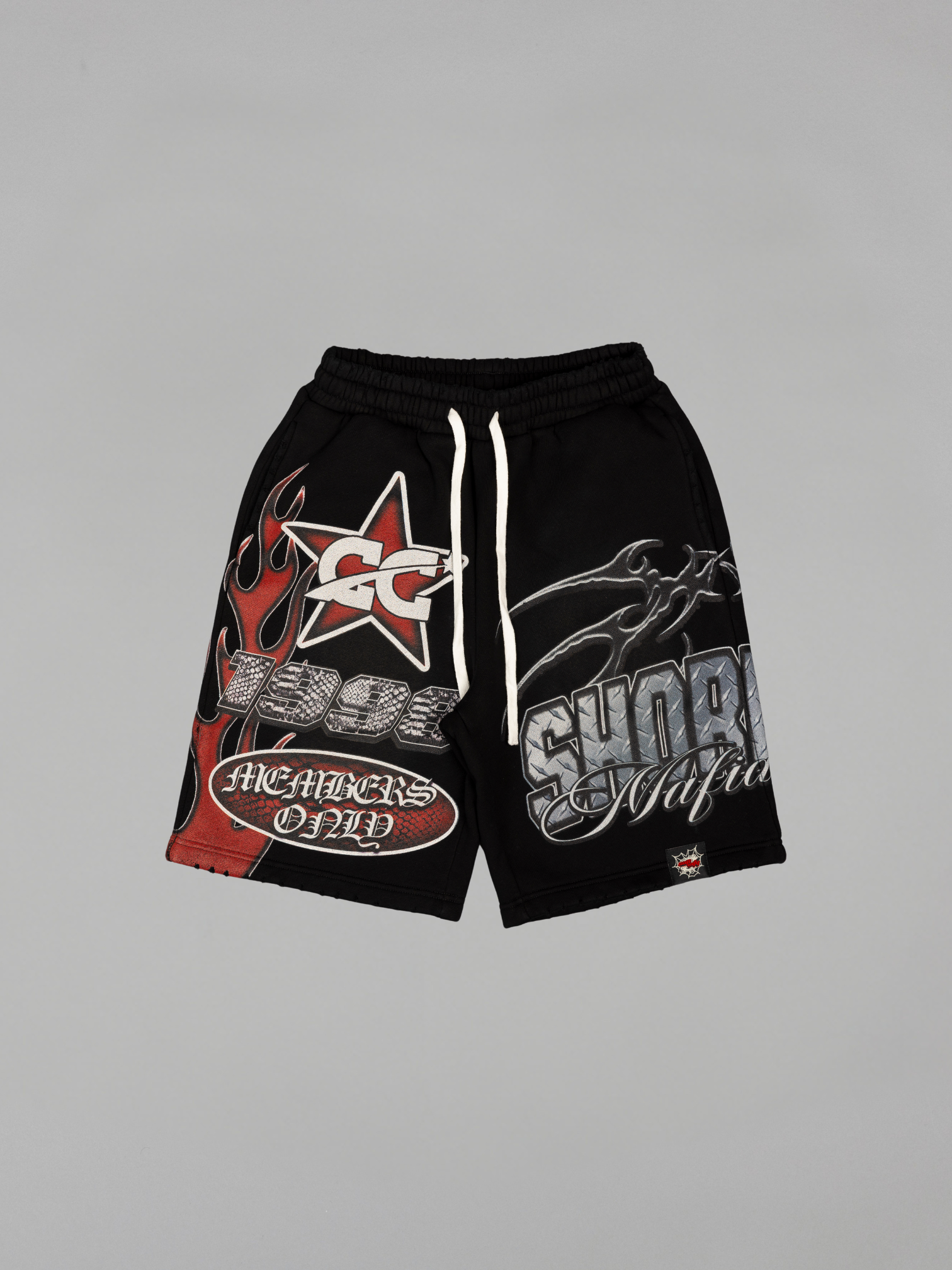 CAP CITY X SHORELINE MAFIA BLACK/RED STEEL SHORTS - UNISEX