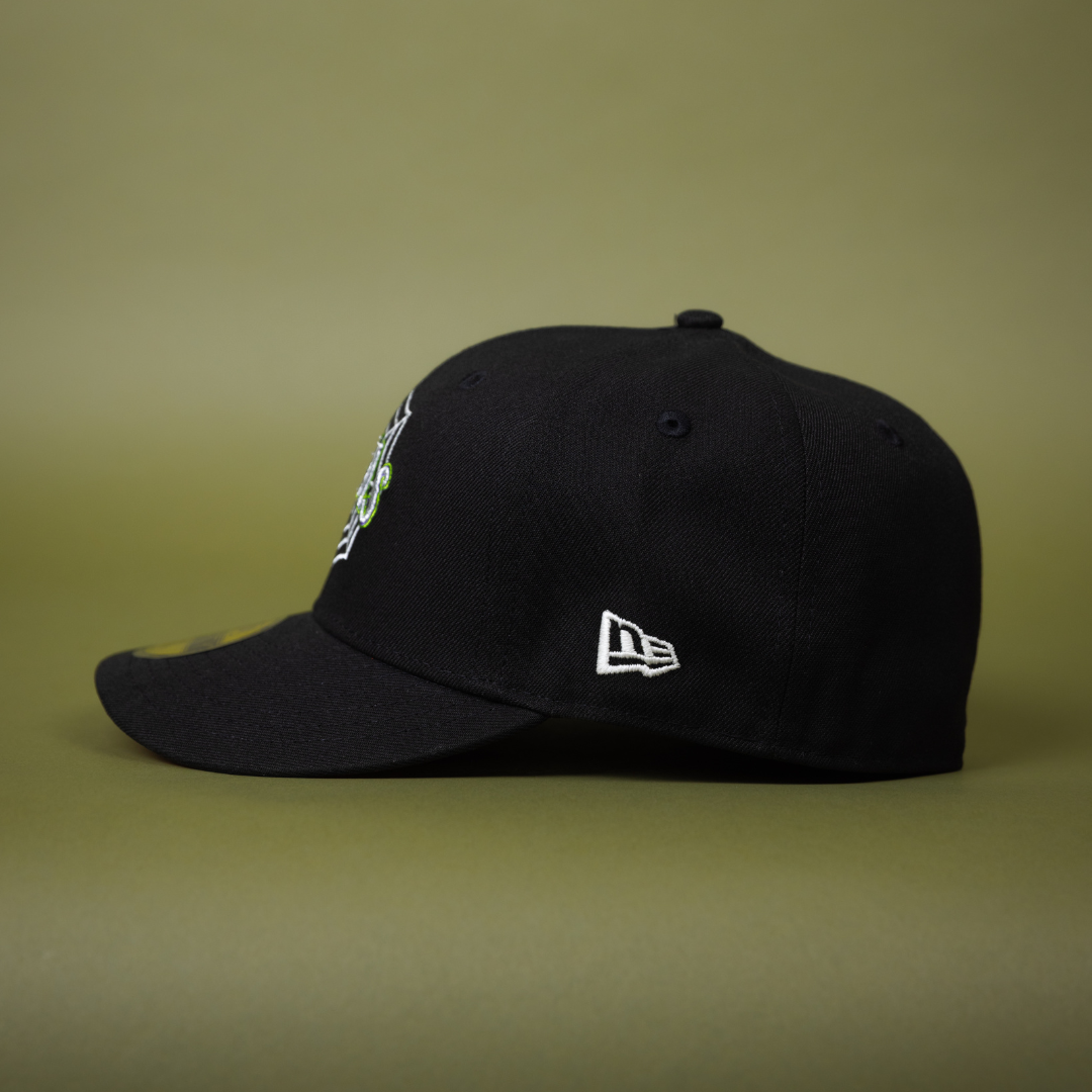 NEW ERA EXCLUSIVE 59FIFTY BLACK TEXAS RANGERS W/ SPIDER WEB LOGO + FINAL SEASON SIDE PATCH
