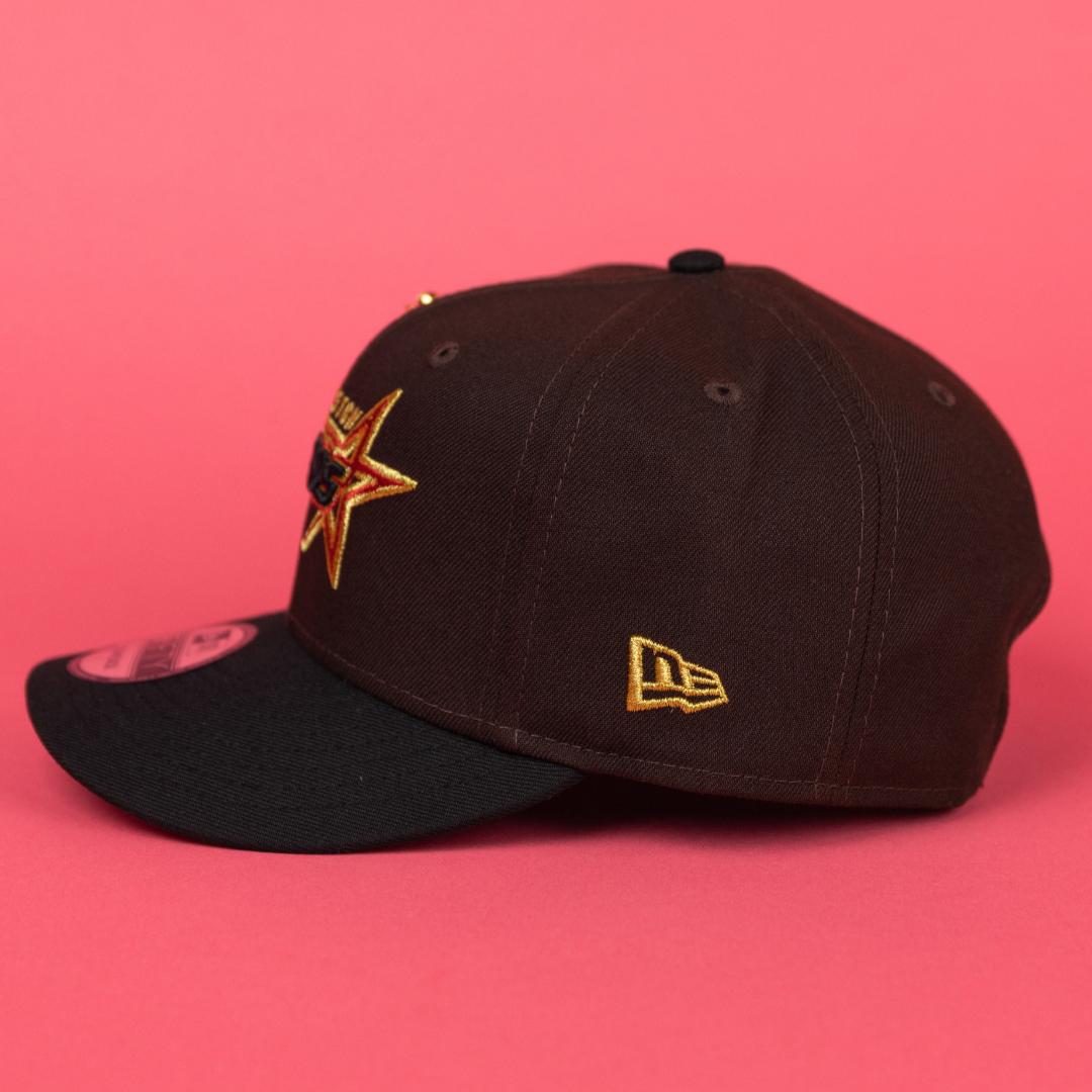 NEW ERA EXCLUSIVE 9FIFTY DARK BROWN/ BLACK HOUSTON ASTROS SNAPBACK W/ ASTRODOME SIDE PATCH