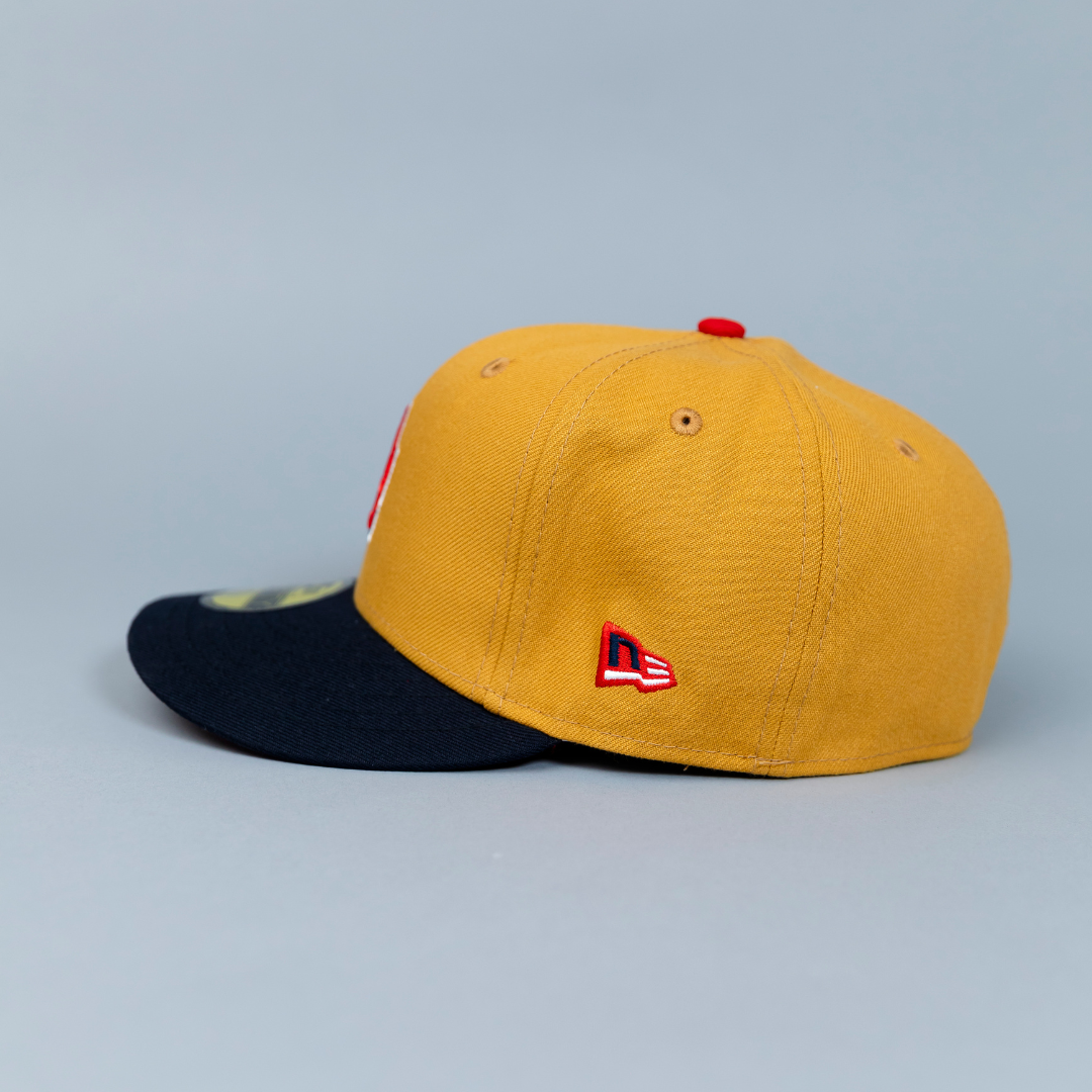 NEW ERA EXCLUSIVE 59FIFTY DARK TAN/ NAVY LOS ANGELES DODGERS W/ "JACKIE ROBINAON" SIDE PATCH