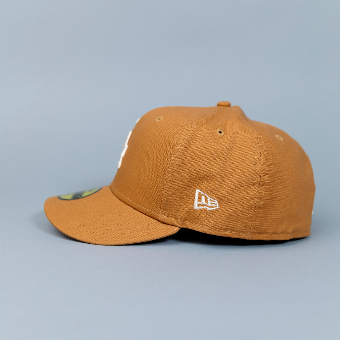 NEW ERA EXCLUSIVE 59FIFTY BRONZE LOS ANGELES DODGERS W/ 50TH ANNIVERSARY SIDE PATCH