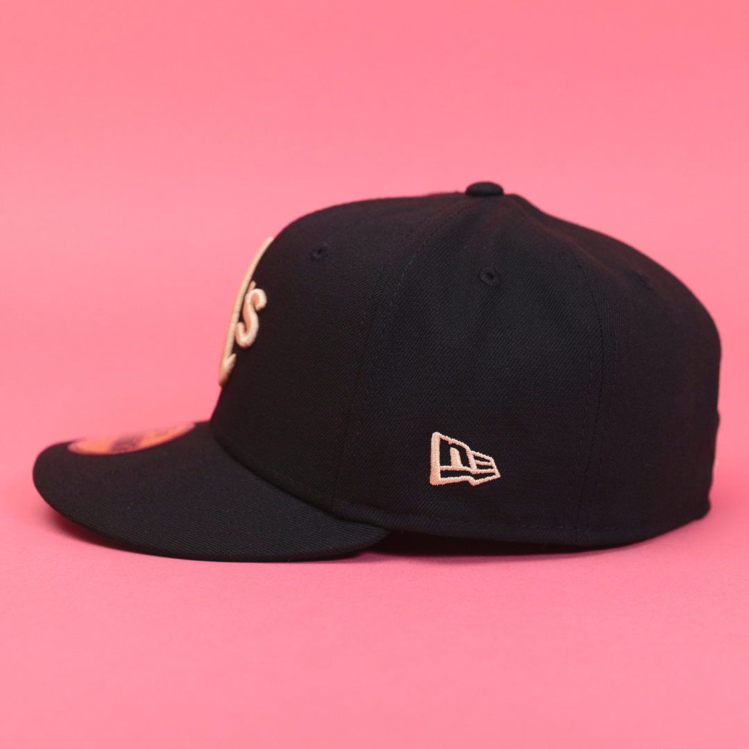 NEW ERA EXCLUSIVE 59FIFTY BLACK OAKLAND ATHLETICS W/ "BATTLE OF THE BAY" SIDE PATCH