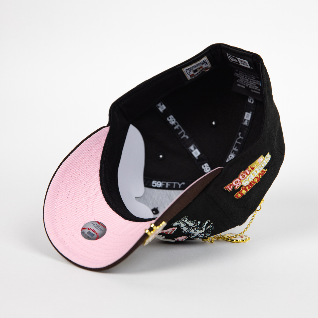 NEW ERA EXCLUSIVE 59FIFTY BLACK/ BROWN DETROIT TIGERS "CITY OF ANGELS" W/ 1981 WORLD SERIES SIDE PATCH