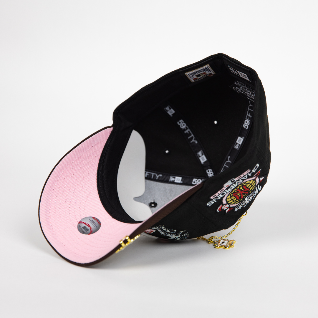 NEW ERA EXCLUSIVE 59FIFTY BLACK/ BROWN NEW YORK YANKEES "CITY OF ANGELS" W/ 2000 WORLD SERIES CHAMPIONS SIDE PATCH