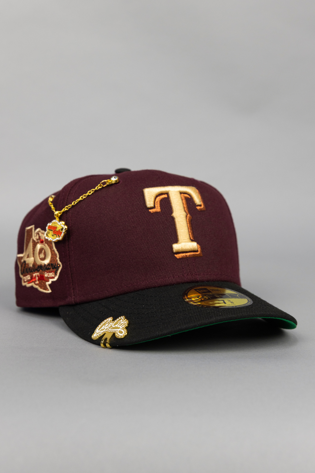 EXCLUSIVO DE NEW ERA 59FIFTY CHROME BLANCO/AZUL TEXAS RANGERS CON 40 ANIVERSARIO 