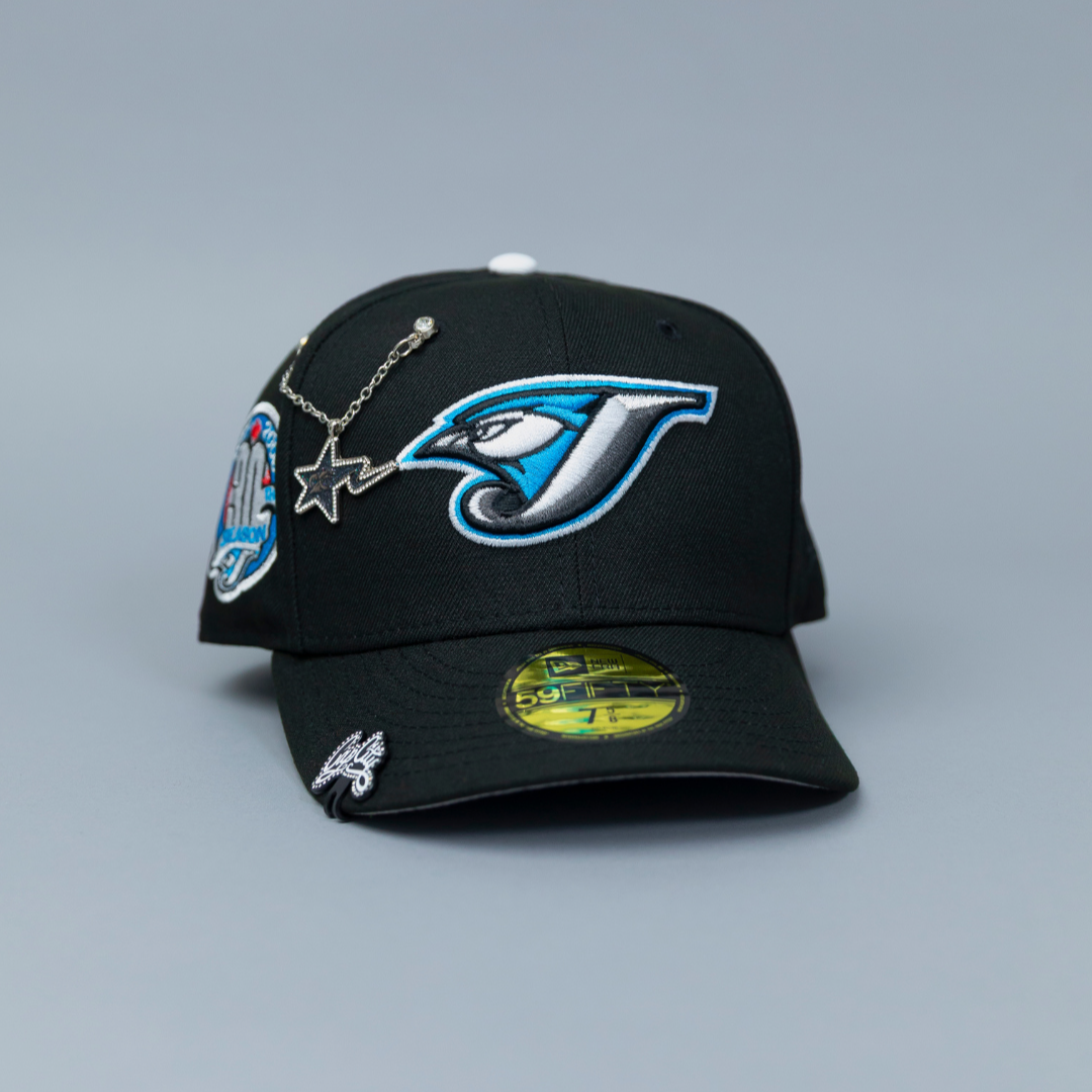 NEW ERA 59FIFTY BLACK TORONTO BLUE JAYS W/ 30TH SEASON SIDE PATCH