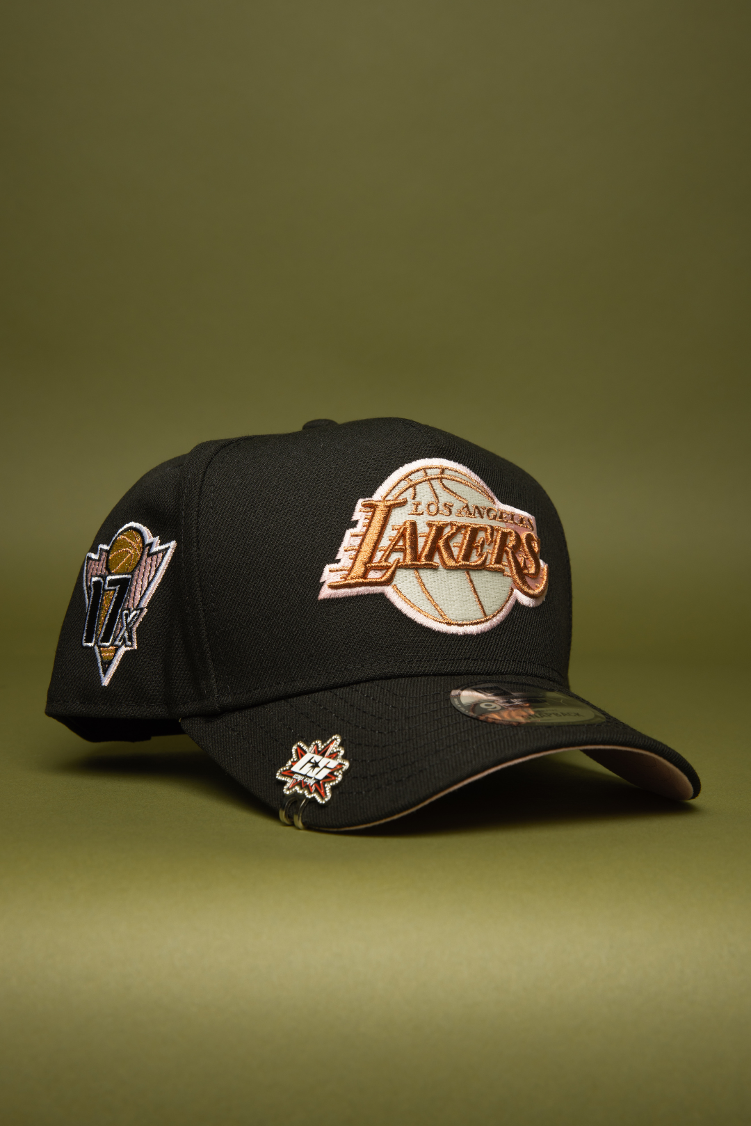 NEW ERA 9FIFTY A-FRAME BLACK LOS ANGELES LAKERS SNAPBACK W/ 17X CHAMPIONS SIDE PATCH