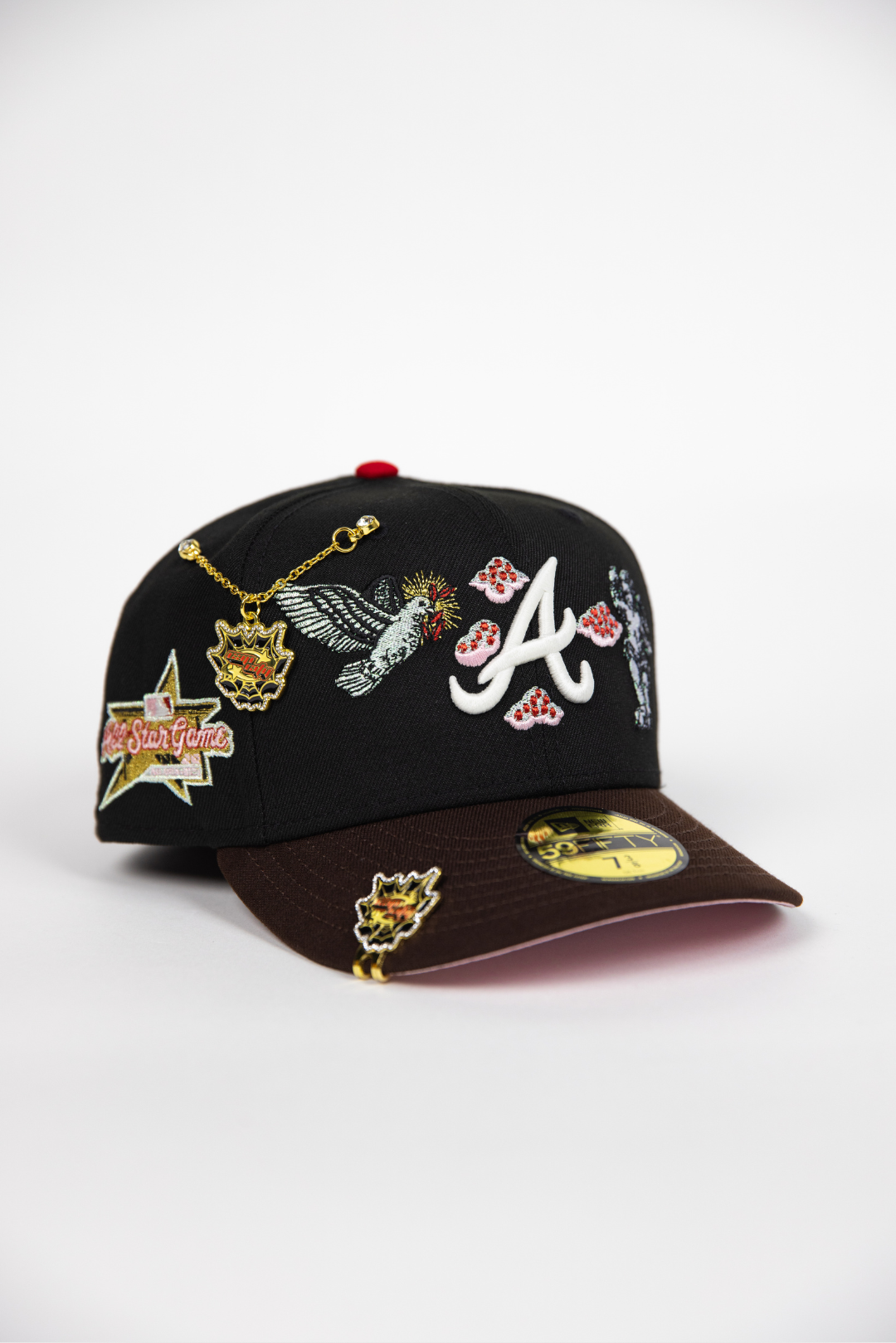 NEW ERA EXCLUSIVE 59FIFTY BLACK/ BROWN ATLANTA BRAVES "CITY OF ANGELS" W/ ALL STAR GAME SIDE PATCH