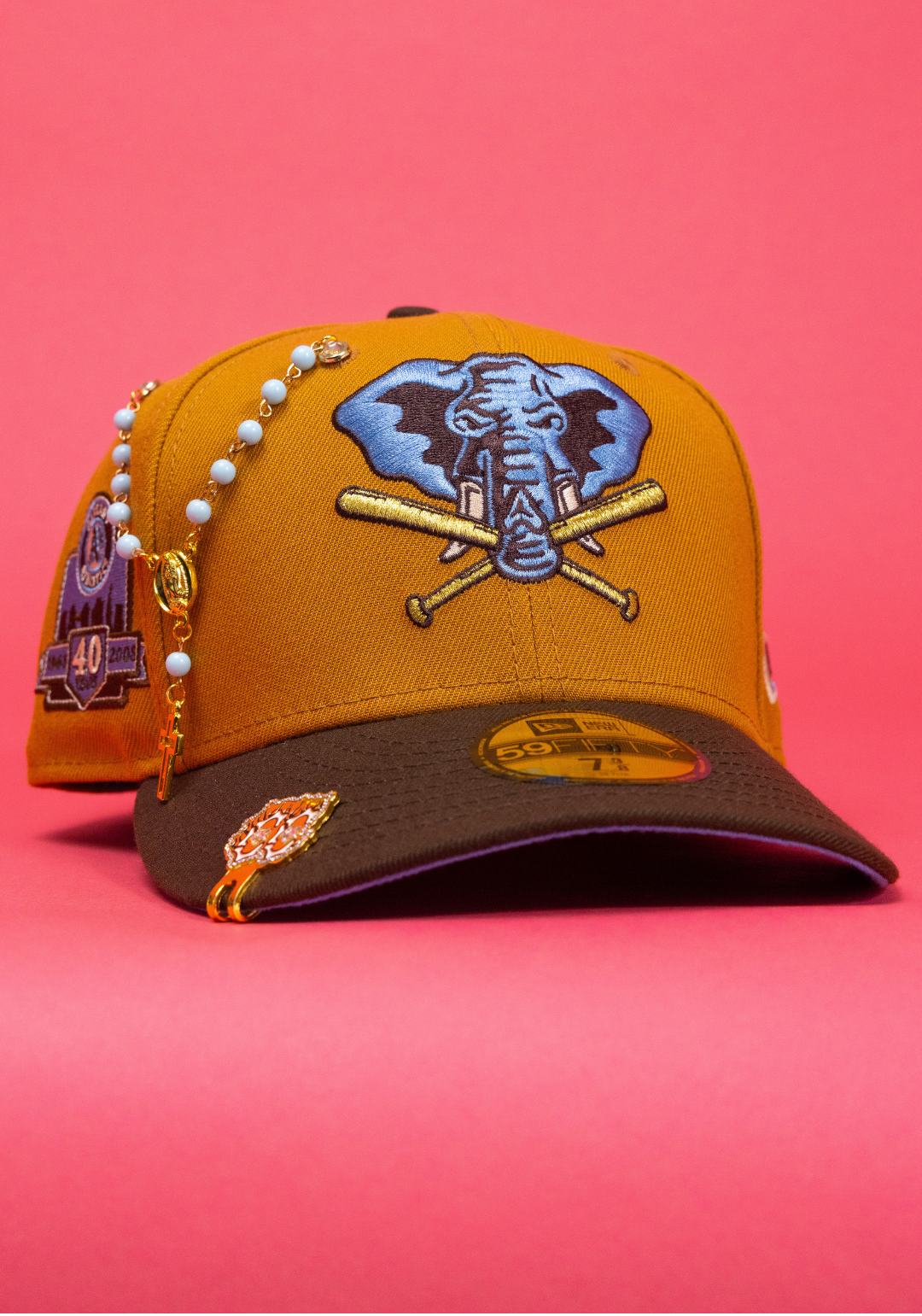 New Era Exclusive 59Fifty Tan/Brown Oakland Athletics W/ 40th Anniversary Side Patch