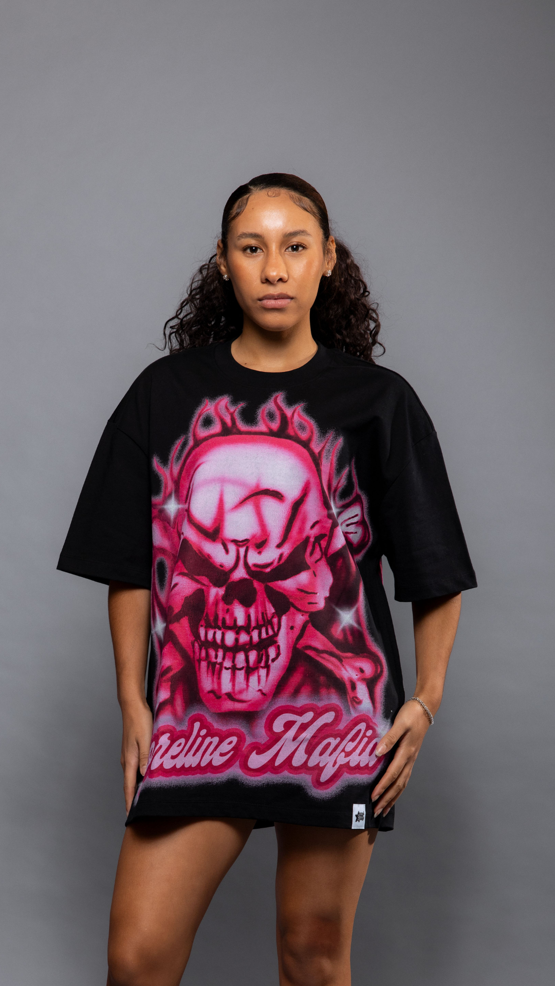 CAP CITY X SHORELINE MAFIA BLACK/PINK AIR BRUSH TEE - UNISEX