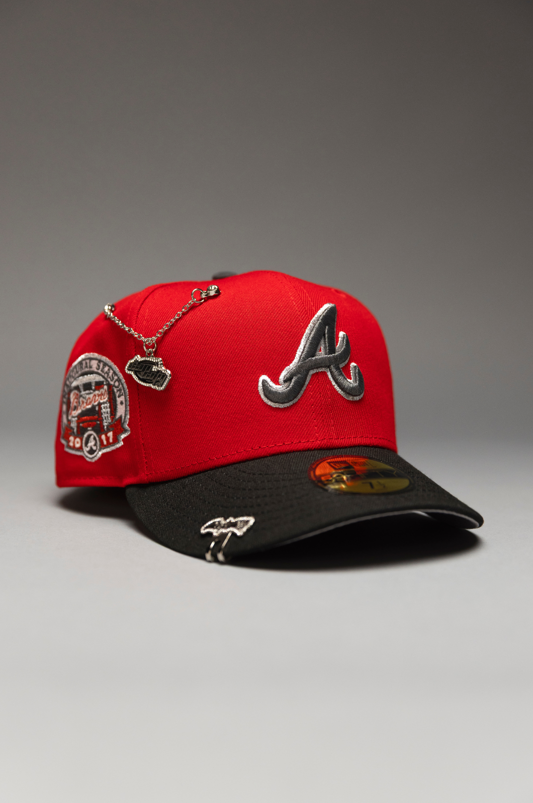 NEW ERA EXCLUSIVE 59FIFTY LAVA RED//BLACK ATLANTA BRAVES W/ 2017 INAUGURAL SEASON SIDE PATCH