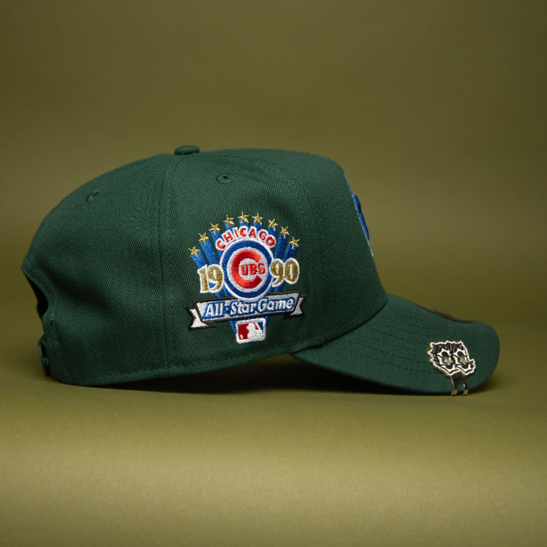 NEW ERA 9FIFTY A-FRAME FOREST GREEN CHICAGO CUBS SNAPBACK W/ 1990 ALL STAR GAME SIDE PATCH