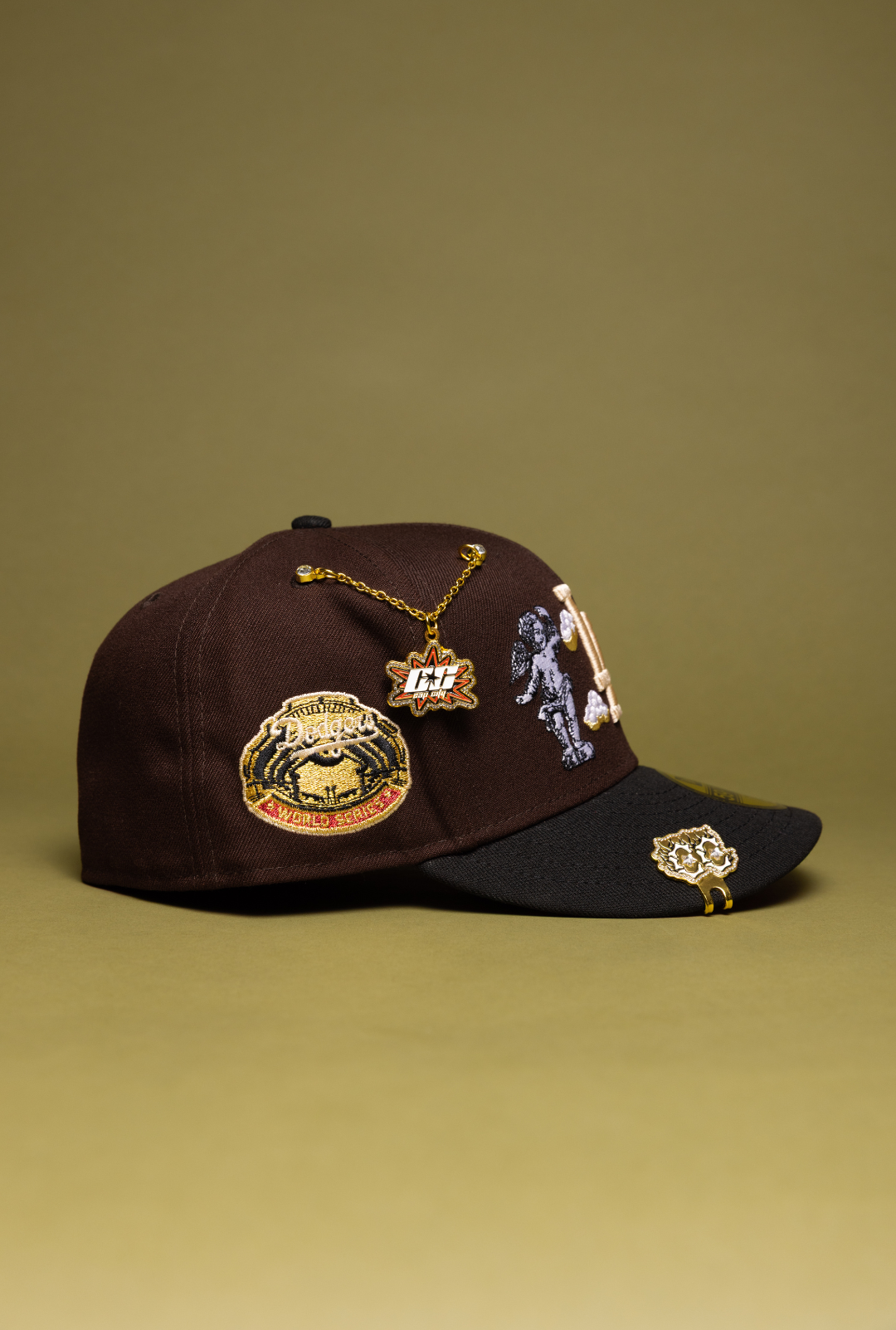 NEW ERA EXCLUSIVE 59FIFTY BROWN/BLACK LOS ANGELES DODGERS 'HEAVENLY CITY" W/ WORLD SERIES SIDE PATCH