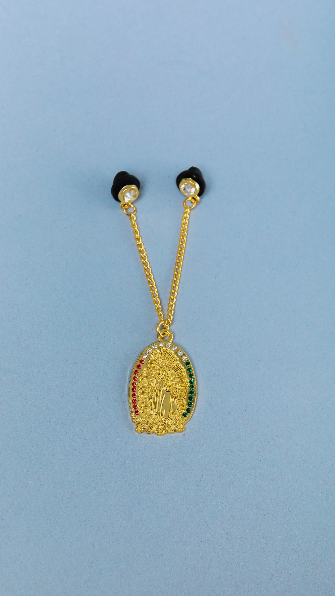*NEW GOLD "NUESTRA SENORA DE GUADALUPE" CHAIN W/ RHINESTONES VERY LIMITED