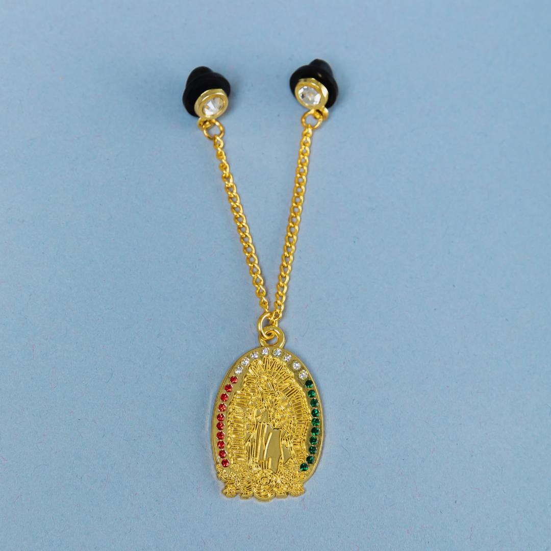 *NEW GOLD "NUESTRA SENORA DE GUADALUPE" CHAIN W/ RHINESTONES VERY LIMITED