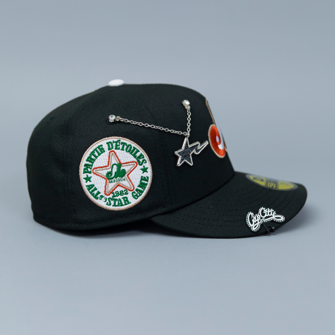 NEW ERA EXCLUSIVE 59FIFTY BLACK MONTREAL EXPOS W/ 1982 ALL STAR GAME SIDE PATCH