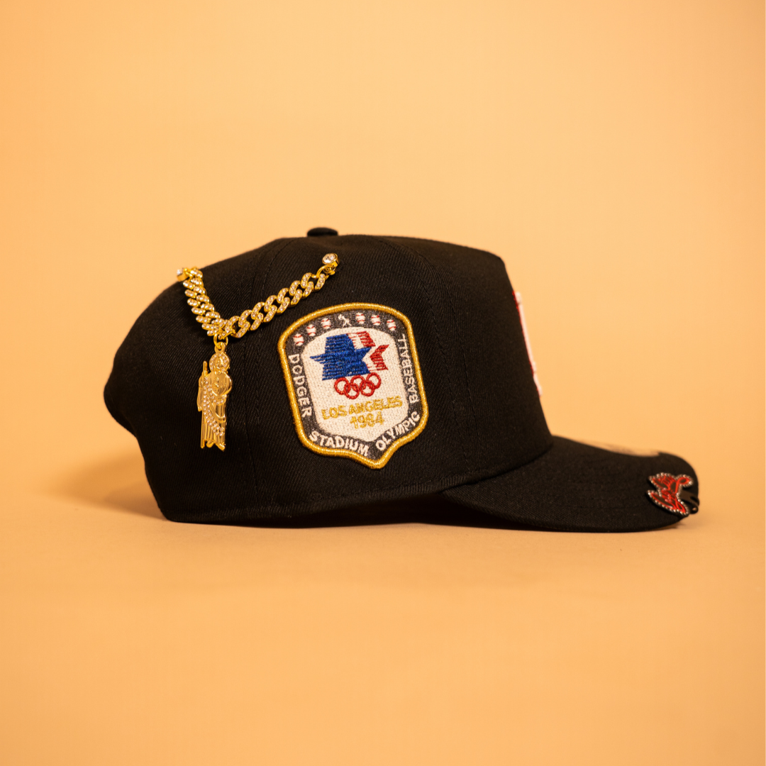 NEW ERA EXCLUSIVE 9FIFTY A-FRAME BLACK LOS ANGELES DODGERS SNAPBACK W/ OLYMPIC SIDE PATCH