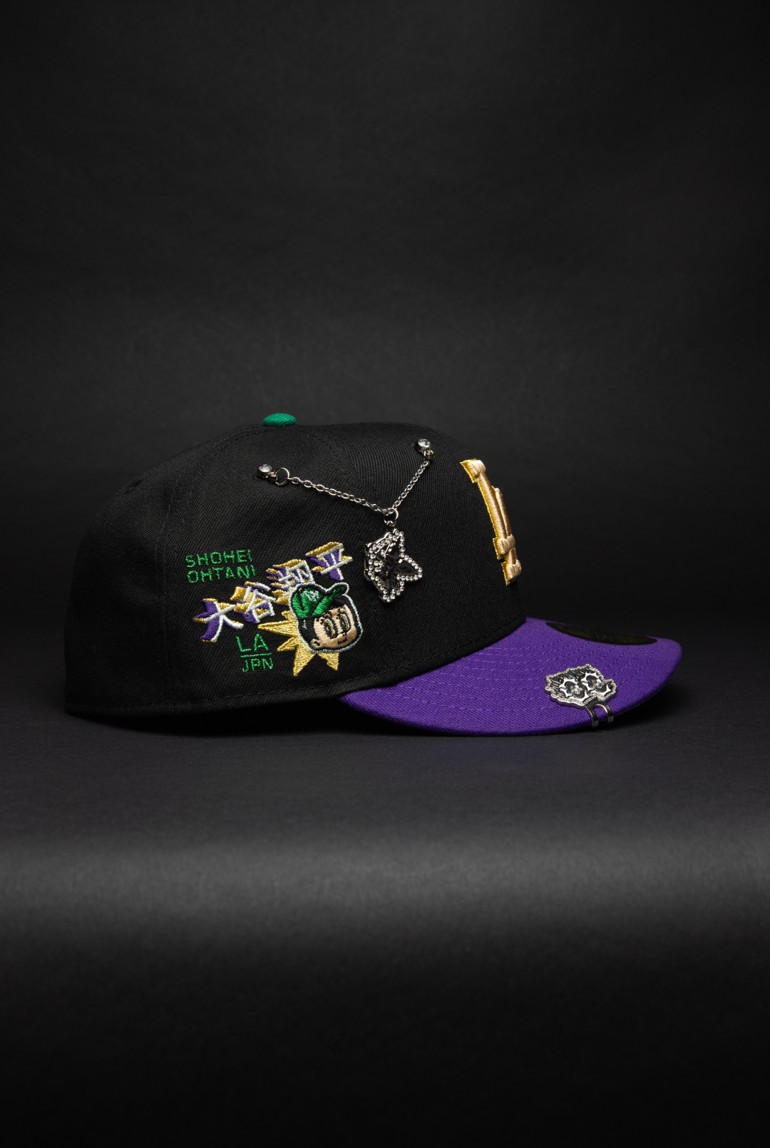NEW ERA EXCLUSIVE 59FIFTY BLACK/PURPLE LOS ANGELES DODGERS W/ SHOHEI OHTANI SIDE PATCH