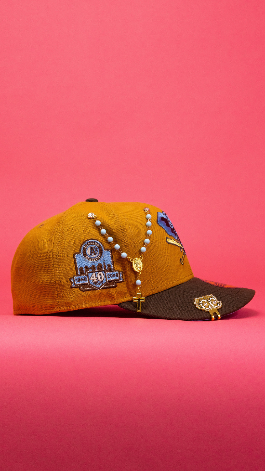New Era Exclusive 59Fifty Tan/Brown Oakland Athletics W/ 40th Anniversary Side Patch