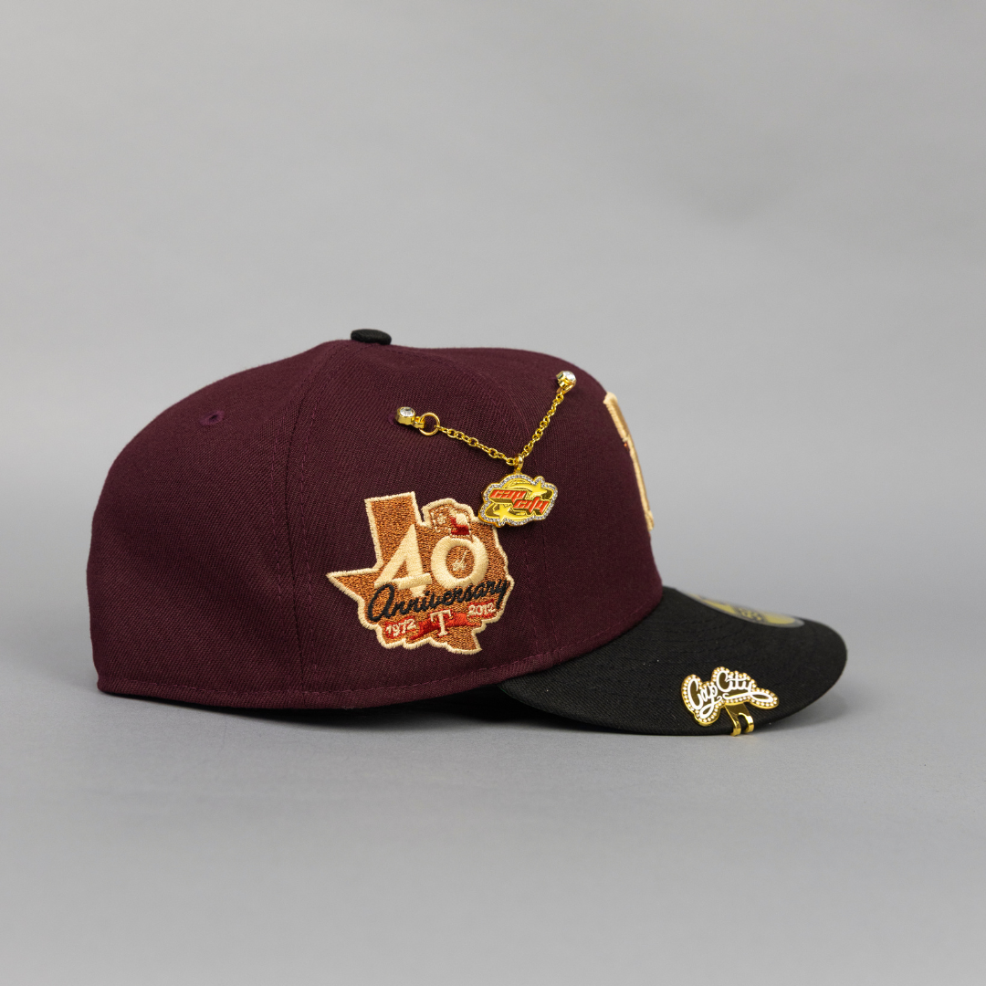 EXCLUSIVO DE NEW ERA 59FIFTY CHROME BLANCO/AZUL TEXAS RANGERS CON 40 ANIVERSARIO 