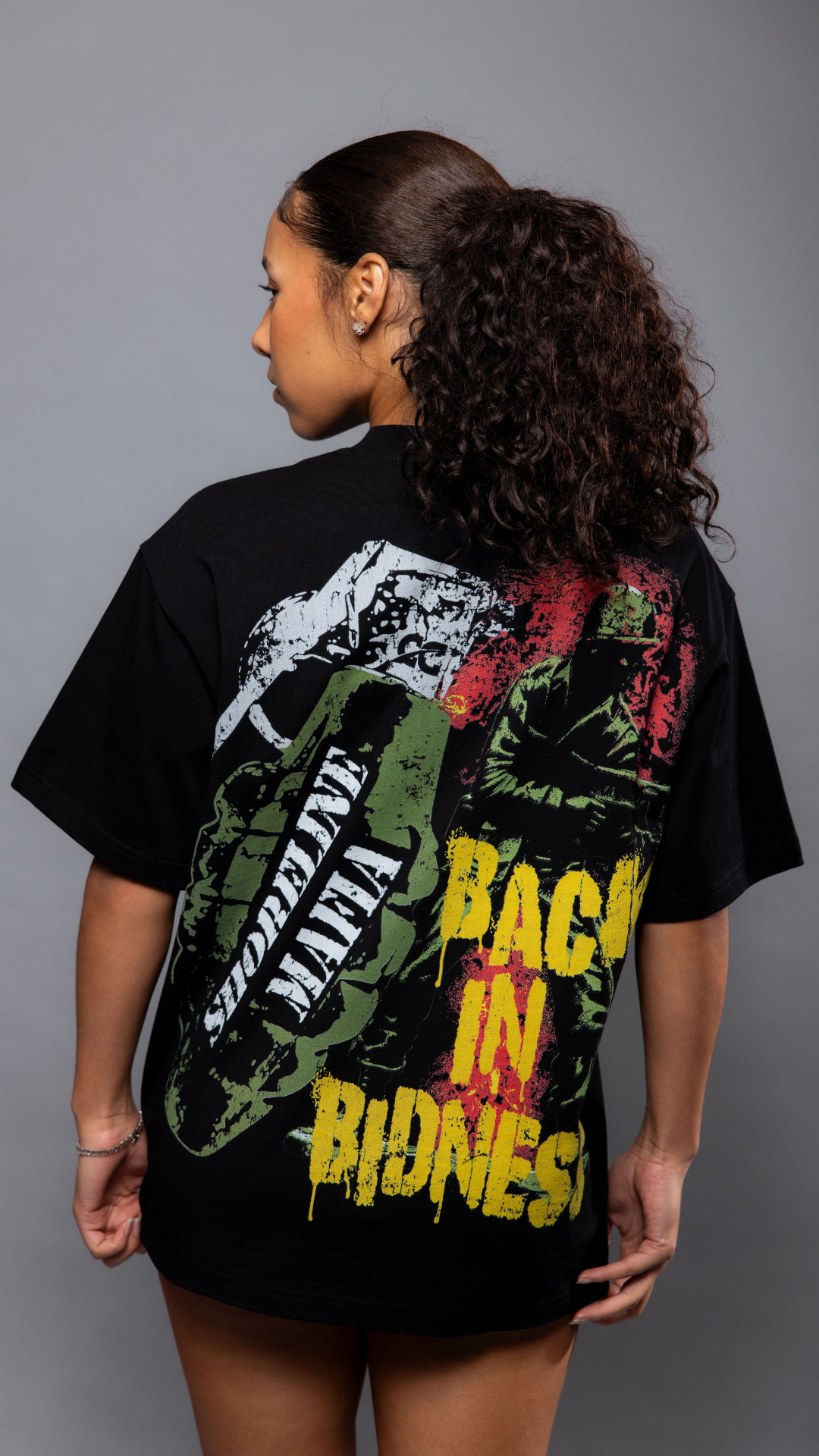 CAP CITY X SHORELINE MAFIA BLACK GRENADE "BACK IN BIDNESS" TEE - UNISEX