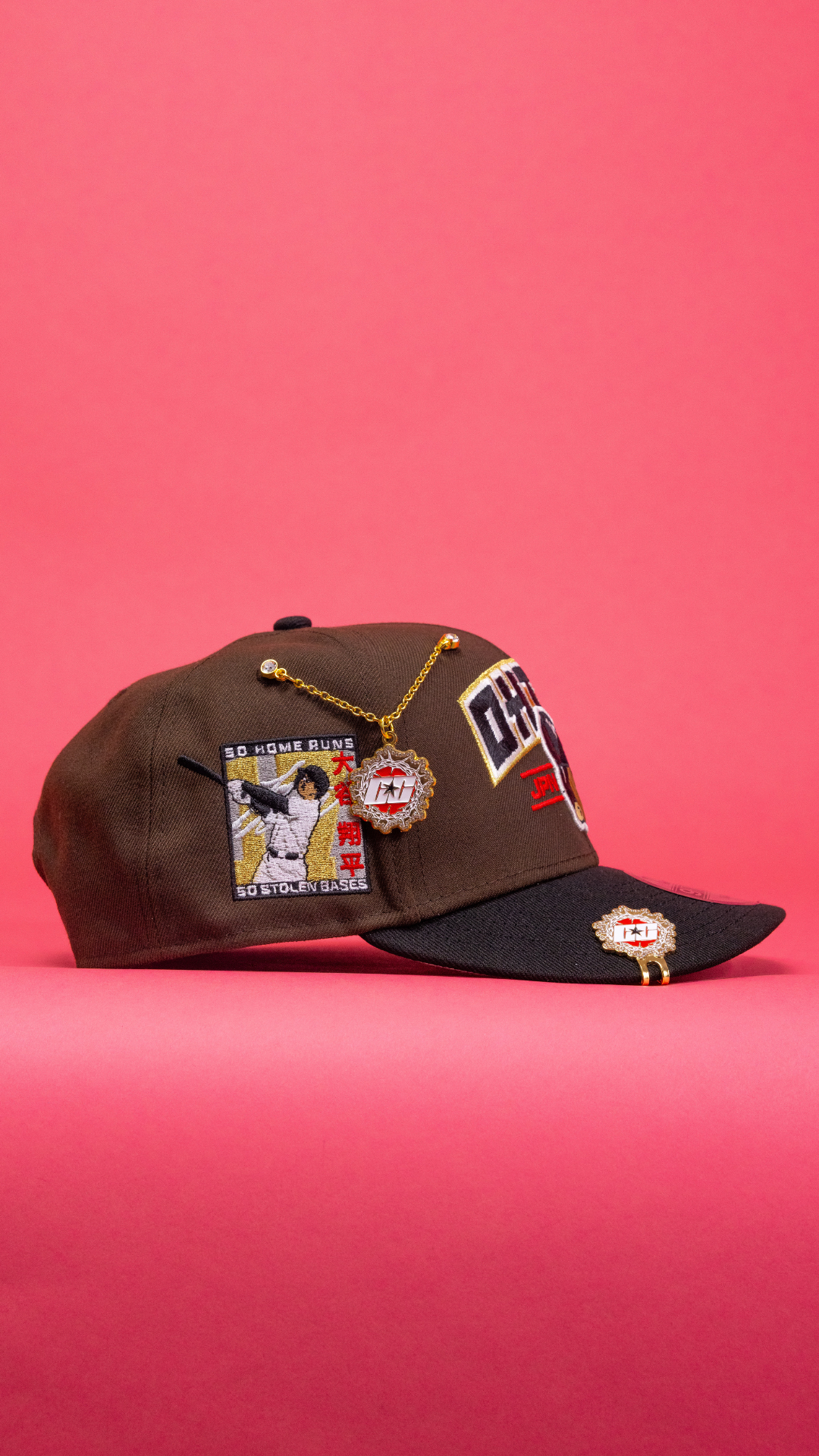 New Era Exclusive 9Fifty Brown/Black Los Angeles Dodgers Snapback W/ Shohei Ohtani Script + Japanese Blue Blossom Side Patch