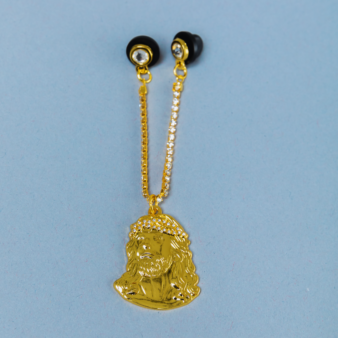 *NEW GOLD "JESUS CHRIST" ICED OUT CHAIN W/ RHINESTONES VERY LIMITED