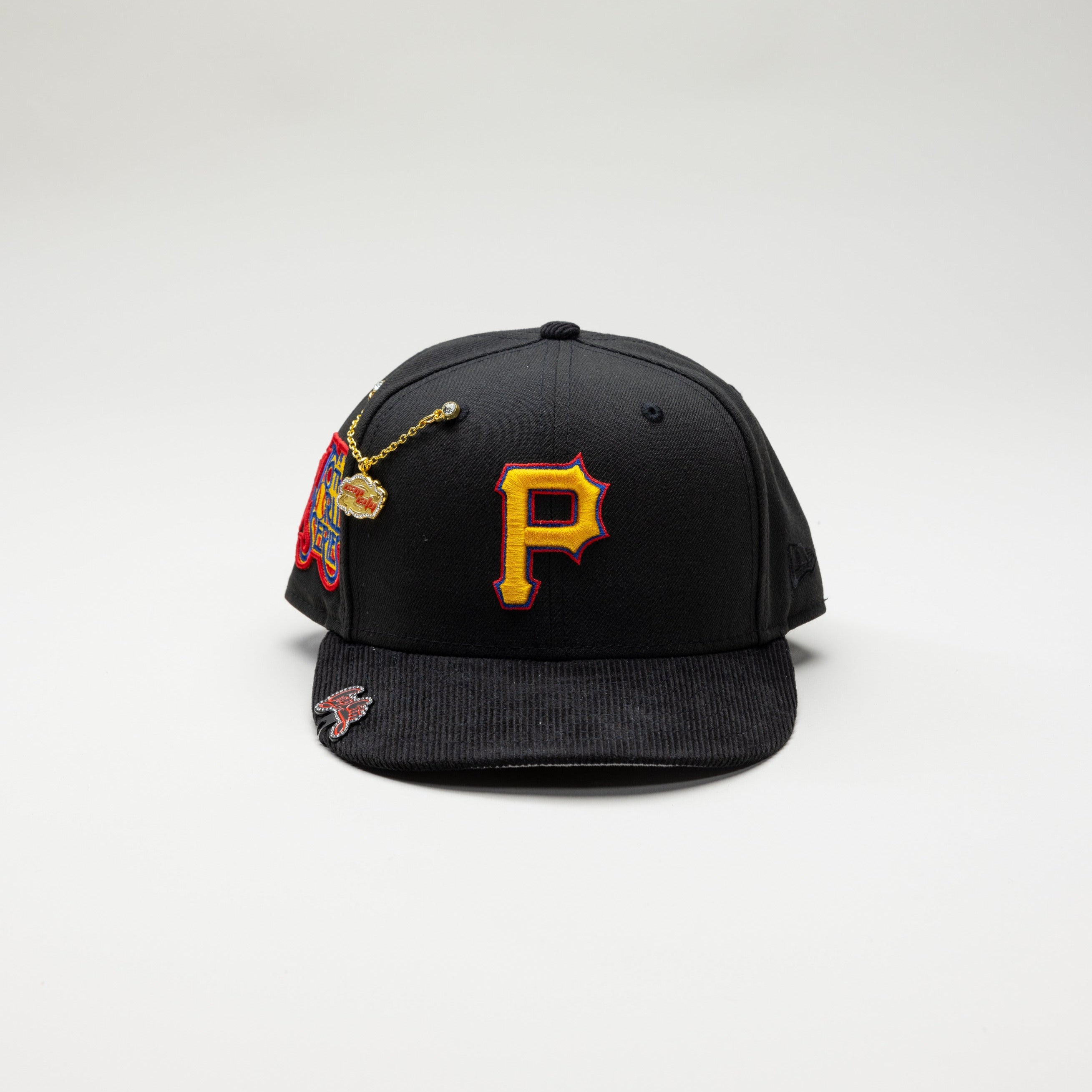 NEW ERA EXCLUSIVE 59FIFTY BLACK/ CORDUROY PITTSBURGH PIRATES W/ 76TH WORLD SERIES SIDE PATCH